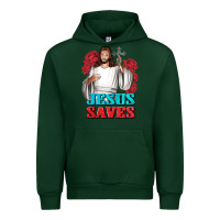 Forest Green Jesus Saves Urban Hoodie - BundleAndBundleShop