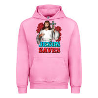 Fuchsia Pink Jesus Saves Urban Hoodie - BundleAndBundleShop