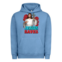Pigment Pebble Blue Jesus Saves Urban Hoodie - BundleAndBundleShop