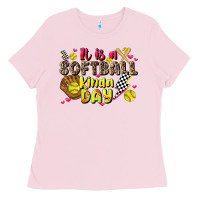 Bubblegum Pink it is a softball kinda day Ladies Tee - JahusDesignShop