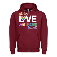 Burgundy All For Love And Love For All Zipper Hoodie - Bettercallsaul