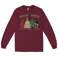 Burgundy rocking around the christmas tree Long Sleeve Tee - MaliasSmallBusiness