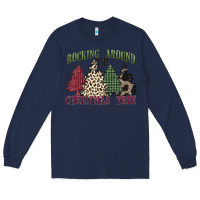 Navy rocking around the christmas tree Long Sleeve Tee - MaliasSmallBusiness