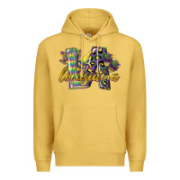 Antique Gold louisiana leopard mardi gras 12 inches 300 dpi Premium Hoodie - CowGirlArtShop