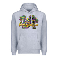 Heather Grey louisiana leopard mardi gras 12 inches 300 dpi Premium Hoodie - CowGirlArtShop