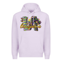 Lilac louisiana leopard mardi gras 12 inches 300 dpi Premium Hoodie - CowGirlArtShop