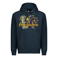 Navy louisiana leopard mardi gras 12 inches 300 dpi Premium Hoodie - CowGirlArtShop