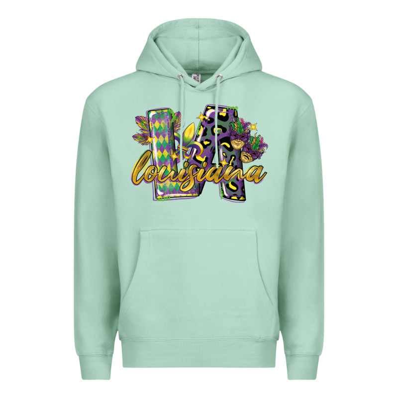 Louisiana Leopard Mardi Gras 12 Inches 300 Dpi Premium Hoodie by CowGirlArtShop | Teevron