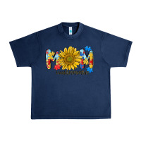 Navy autism mom life sunflower Urban Heavy Tee - MaliasSmallBusiness