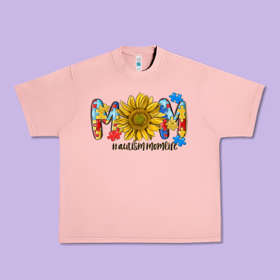 Autism Mom Life Sunflower Urban Heavy Tee Designed By Maliassmallbusiness
