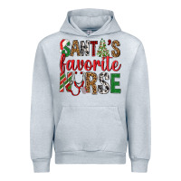 Heather Grey Santa's Favorite Nurse Urban Hoodie - BundleAndBundleShop