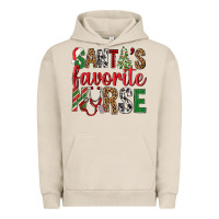 Pigment French Oak Santa's Favorite Nurse Urban Hoodie - BundleAndBundleShop