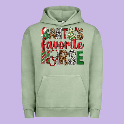 Santa's Favorite Nurse Urban Hoodie Designed By Bundleandbundleshop