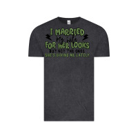 Vintage Black i married my wife for her looks Vintage Tee - MaliasSmallBusiness