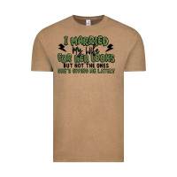 Vintage Coffee i married my wife for her looks Vintage Tee - MaliasSmallBusiness