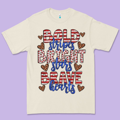 Bold Stripes Bright Stars Brave Hearts Premium Tee Designed By Jahusdesignshop