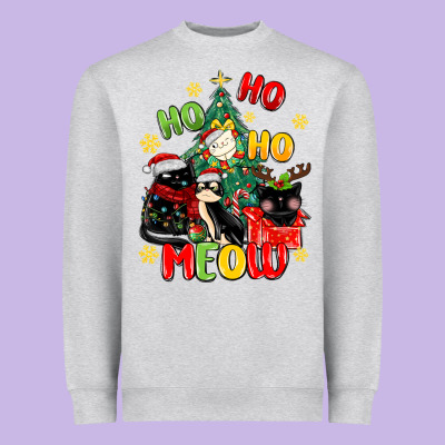 Ho Ho Ho Meow Heavyweight Sweatshirt Designed By Maliassmallbusiness