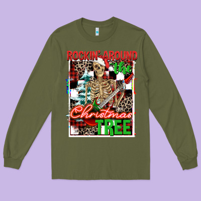 Rockin' Around The Christmas Tree Skeleton Long Sleeve Tee Designed By Nancycooperartshop