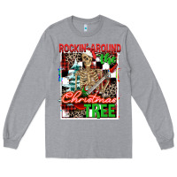 Heather Grey Rockin' around the Christmas tree skeleton Long Sleeve Tee - NancyCooperArtShop