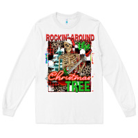 White Rockin' around the Christmas tree skeleton Long Sleeve Tee - NancyCooperArtShop