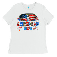 White all american boy Ladies Tee - AdoDesignShop