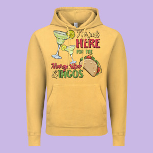 I'm Here For The Margaritas And Tacos Vintage Hoodie Designed By Maliassmallbusiness