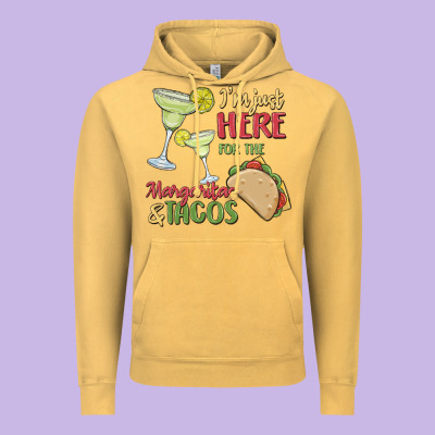 I'm Here For The Margaritas And Tacos Vintage Hoodie Designed By Maliassmallbusiness