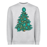 Heather Grey christmas tree with gemstones Heavyweight Sweatshirt - MaliasSmallBusiness