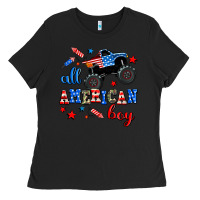 Black all american boy  monsterr truck Ladies Tee - AdoDesignShop