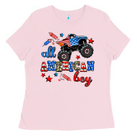 Bubblegum Pink all american boy  monsterr truck Ladies Tee - AdoDesignShop