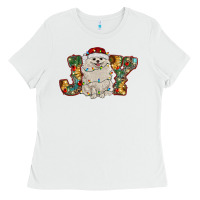 White pomeranian christmas joy Ladies Tee - RanaPortraitStore