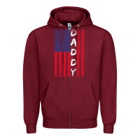 Burgundy Daddy American Flag Zipper Hoodie - Bettercallsaul