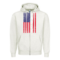 Oatmeal Heather Daddy American Flag Zipper Hoodie - Bettercallsaul