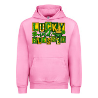 Fuchsia Pink St Patricks Day Lucky And Blessed Urban Hoodie - FaDigitalArtStudio