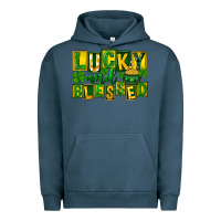 Pigment Midnight Navy St Patricks Day Lucky And Blessed Urban Hoodie - FaDigitalArtStudio