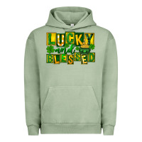 Pigment Oil Green St Patricks Day Lucky And Blessed Urban Hoodie - FaDigitalArtStudio