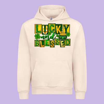 St Patricks Day Lucky And Blessed Urban Hoodie Designed By Fadigitalartstudio