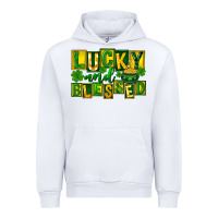 White St Patricks Day Lucky And Blessed Urban Hoodie - FaDigitalArtStudio