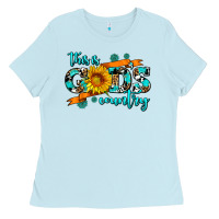 Baby Blue this is gods country sunflower Ladies Tee - AdoDesignShop