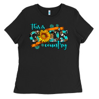 Black this is gods country sunflower Ladies Tee - AdoDesignShop