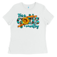 White this is gods country sunflower Ladies Tee - AdoDesignShop
