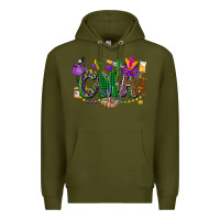 Army Green cma mardi gras cowgirl Premium Hoodie - CowGirlArtShop