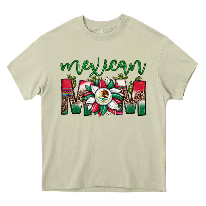Mexican Flag Sunflower Mom Leopard Heavy Core Tee by JahusDesignShop | Teevron