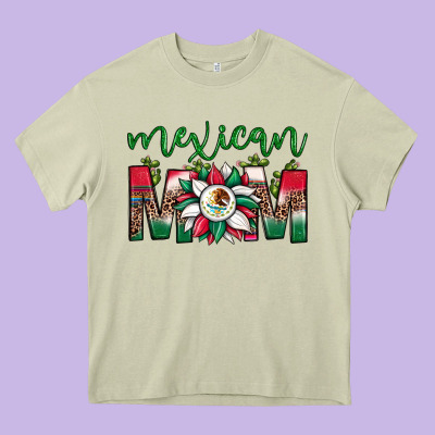 Mexican Flag Sunflower Mom Leopard Heavy Core Tee Designed By Jahusdesignshop