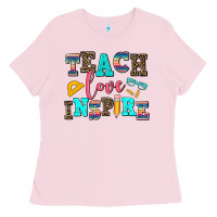 Bubblegum Pink teach love inspire Ladies Tee - AdoDesignShop