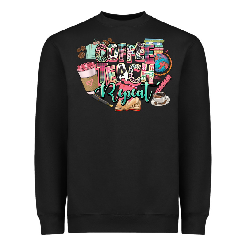 Coffee Teach Repeat Teacher Heavyweight Sweatshirt by NancyCooperArtShop | Teevron