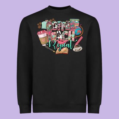 Coffee Teach Repeat Teacher Heavyweight Sweatshirt Designed By Nancycooperartshop