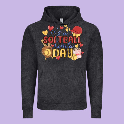 It's A Softball Kinda Day Vintage Hoodie Designed By Maliassmallbusiness