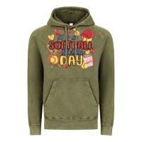 Vintage Olive it's a softball kinda day Vintage Hoodie - MaliasSmallBusiness