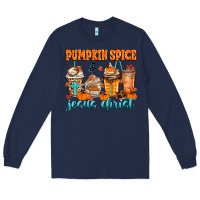 Navy pumpkin spice jesus christ Long Sleeve Tee - MaliasSmallBusiness